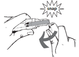 To break off the snap-off tip, firmly snap it off in a downward motion - Illustration To break off the snap-off tip, firmly snap it off in a downward motion - Illustration