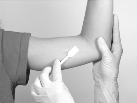 Swab the area with antiseptic - Illustration