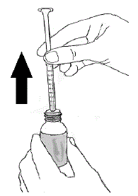 Remove the oral syringe from the bottle adapter by gently pulling straight up on the oral syringe - Illustration