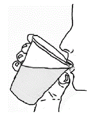 Drink a full glass of water (6 to 8 ounces) right after you take your prescribed dose of SYNDROS oral solution - Illustration