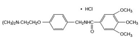 Tigan® (trimethobenzamide hydrochloride) Structural Formula Illustration Tigan® (trimethobenzamide hydrochloride) Structural Formula Illustration