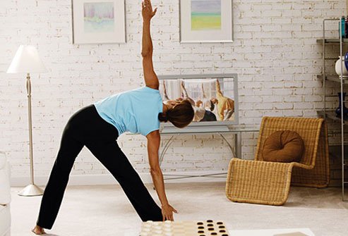 Photo of a woman stretching.