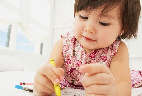 Toddler scribbling and drawing