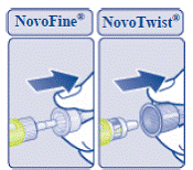 Push the needle through the rubber stopper
of the TRESIBA vial - Illustration
