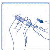 Once attached, remove the protective cap from the vial adapter by lightly squeezing the protective cap with your thumb and index finger as shown on the figure below - Illustration Once attached, remove the protective cap from the vial adapter by lightly squeezing the protective cap with your thumb and index finger as shown on the figure below - Illustration