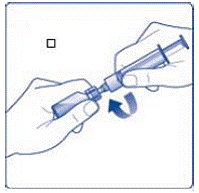 Draw back the plunger of the sterile syringe and admit a volume of 3.2 mL air into the syringe - Illustration Draw back the plunger of the sterile syringe and admit a volume of 3.2 mL air into the syringe - Illustration