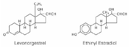 Trivora (levonorgestrel and ethinyl estradiol) structural formula illustration