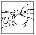 Avoid touching the sticky
side of the patch with your fingers - Illustration