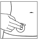 Press the sticky side of
the patch firmly onto your skin and smooth it down - Illustration