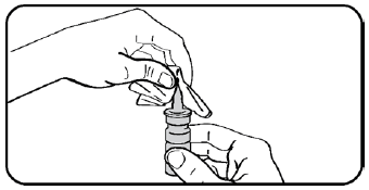 Wipe the nasal applicator with a clean
tissue - Illustration