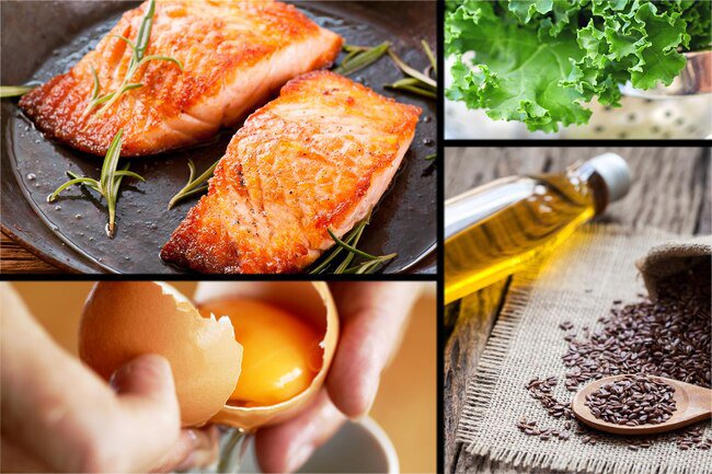 Omega-3 fatty acids are found in oily fish and flaxseeds. 