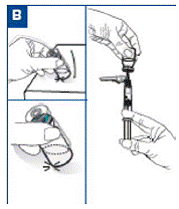 Inject the 3.4 mL of diluent into the VIVITROL microsphere vial - Illustration