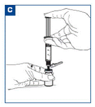 Mix the powder and diluent by vigorously shaking the vial for approximately 1 minute - Illustration