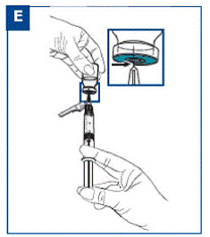 Attach the luer connection to the syringe with an easy clockwise twisting motion - Illustration