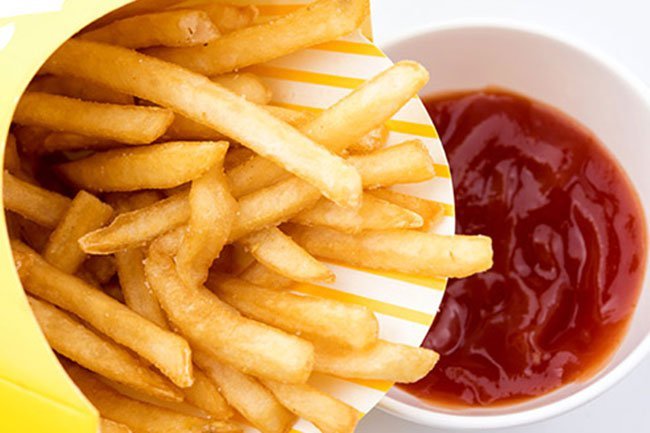 Fast-food fries often have more than 15 ingredients, including sugar and artificial coloring.