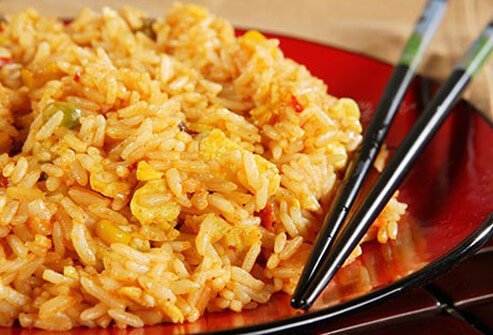 Vegetarian fried rice can pack an unhealthy wallop. 
