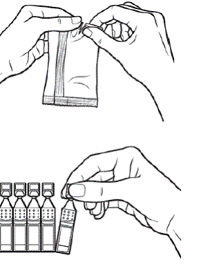 Take a foil pouch out of the Xiidra box - Illustration Take a foil pouch out of the Xiidra box - Illustration