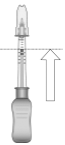 Expel air bubbles and excess drug by slowly sliding the white plunger handle - Illustration