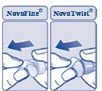 Pull off the paper tab from the
outer needle cap  - Illustration