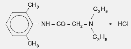 4% Xylocaine®-MPF (lidocaine HCl) Structural Formula Illustration