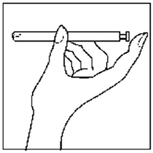 Hold the applicator so that the finger of one
hand can press the applicator plunger - Illustration