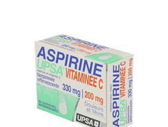 Aspirine upsa vitaminee c tamponnee effervescente, comprimé effervescent, boîte de 2 tubes de 10