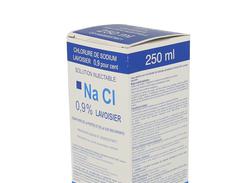 Chlorure de sodium lavoisier 0,9 pour cent, solution injectable, boîte de 1 flacon (verre) de 250 ml