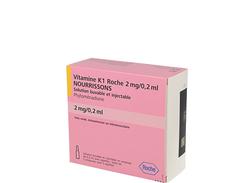 Vitamine k1 roche nourrisson 2 mg/0,2 ml injectable im boîte de 5 ampoules (+ pipette doseuse) de 0,20 ml
