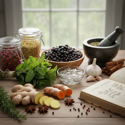 Medicinal Edible Plants: Natural Remedies for Health and Beauty Assortment of medicinal edible plants and herbs for health and wellness